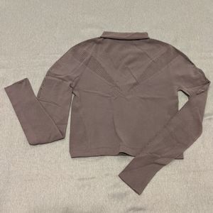 Gray Long Sleeve Stretch Workout Shirt Mesh S